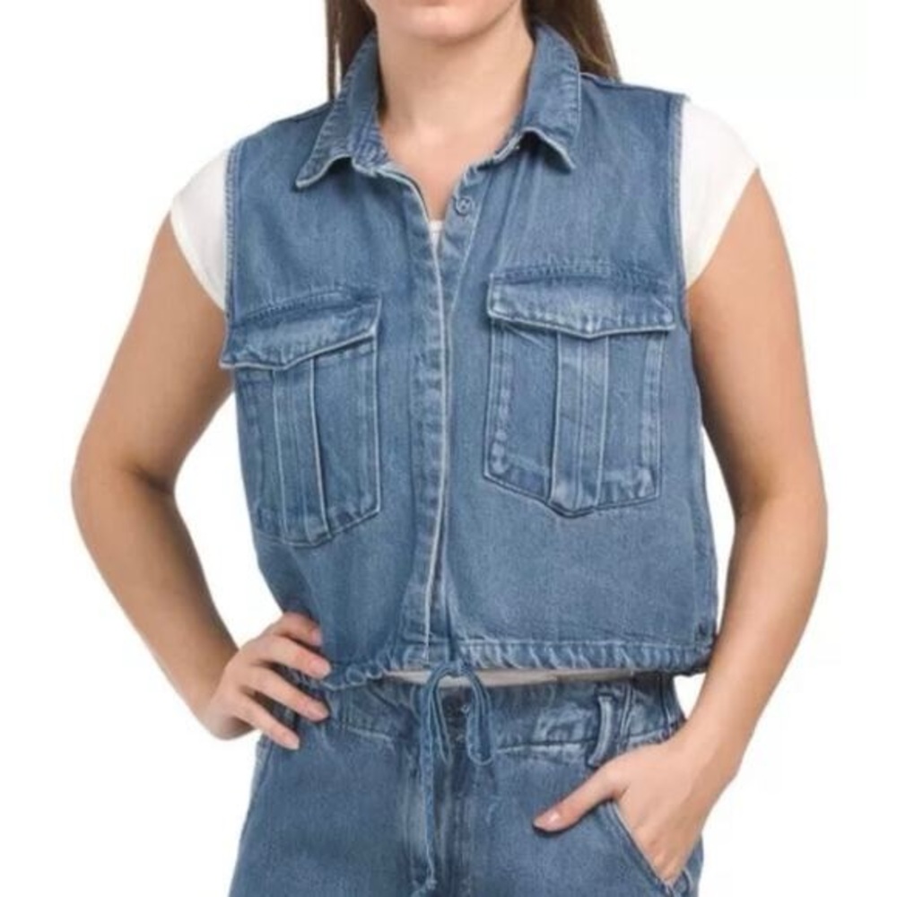 Young Fabulous and Broke Cropped Blue Denim Vest